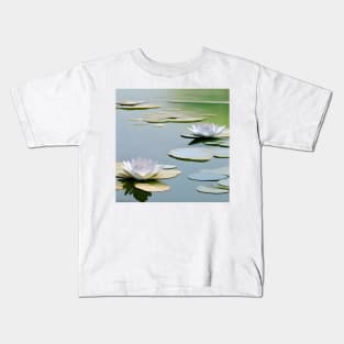 Elegant White Water Lilies Kids T-Shirt